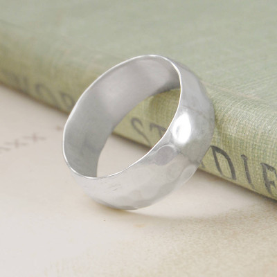Mens Hammered Sterling Silver Ring - Name My Jewellery