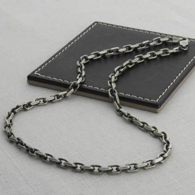 Mens Sterling Silver Anchor Chain Style Necklace - Name My Jewellery