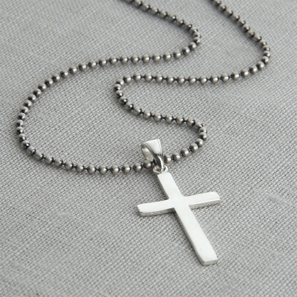 Mens Sterling Silver Cross And Chain - Name My Jewellery
