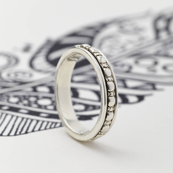 Mens Sterling Silver Spinning Ring - Name My Jewellery
