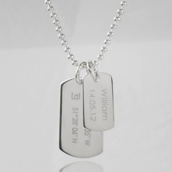 Mens Birth Day Celebration Dog Tags Necklace - Name My Jewellery