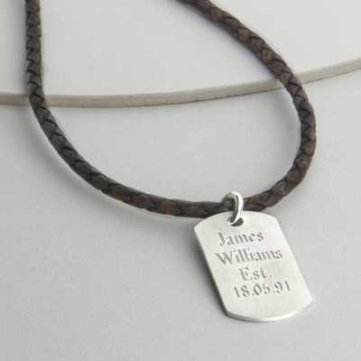 Personalised Polished Sterling Silver Dog Tag Necklace - Name My Jewellery