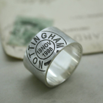 Mens Personalised Place And Date Ring - Name My Jewellery