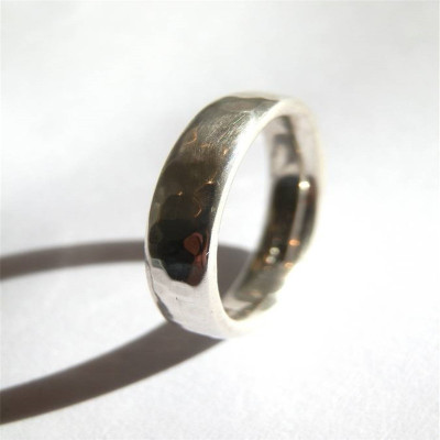 Mens Silver Hammered Ring - Name My Jewellery