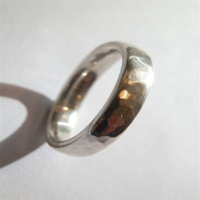 Mens Silver Hammered Ring - Name My Jewellery