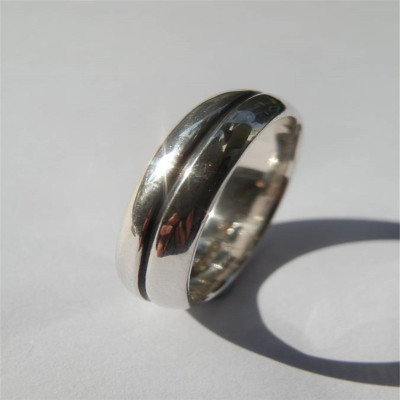 Mens Silver Oxidized Band Ring - Name My Jewellery