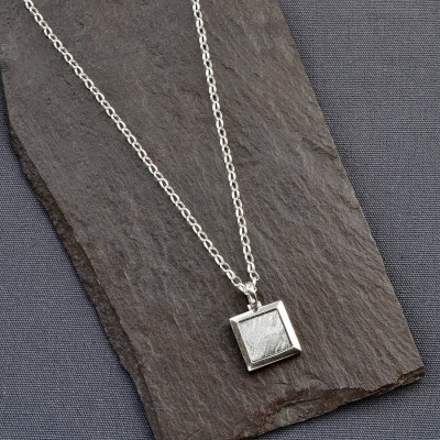 Meteorite And Silver Square Necklace - Name My Jewellery