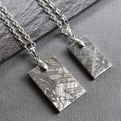 Meteorite And Silver Tag Necklace - Name My Jewellery