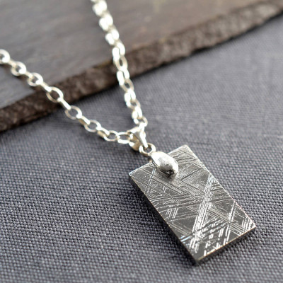 Meteorite And Silver Tag Necklace - Name My Jewellery