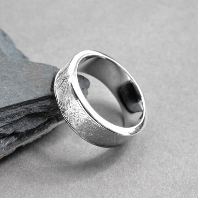 Meteorite Inlaid Silver Ring - Name My Jewellery