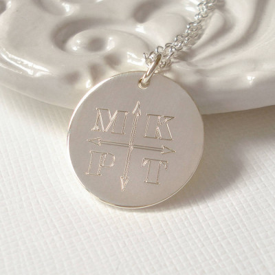 Engraved Monogram Arrows Necklace - Name My Jewellery