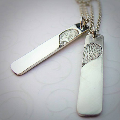 Pair Of Inked Fingerprint Heart Pendant Necklaces - Name My Jewellery