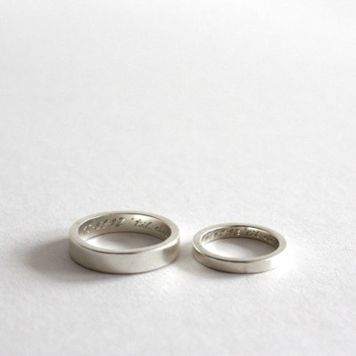 Pair Of Rings, Personalised Siver Bands - Name My Jewellery