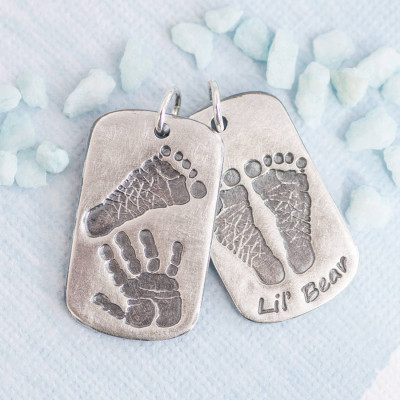 Personalised Handprint Footprint Dog Tag - Name My Jewellery