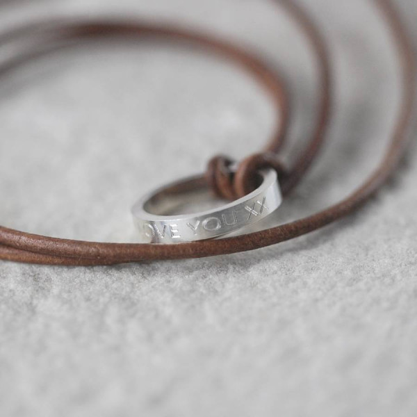 Personalised Leather Ring Necklace - Name My Jewellery