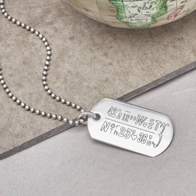 Personalised Location Coordinates Silver Necklace - Name My Jewellery
