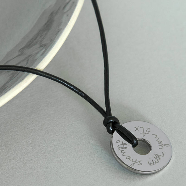 Personalised Mens Sterling Silver Open Disc Necklace - Name My Jewellery