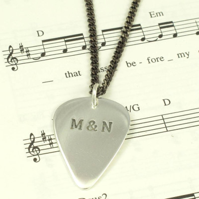 Personalised Mens Silver Plectrum Necklace - Name My Jewellery