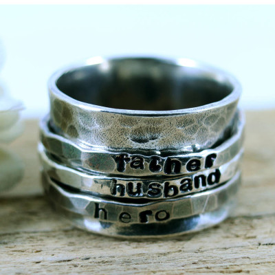 Personalised Mens Sterling Silver Spinner Ring - Name My Jewellery