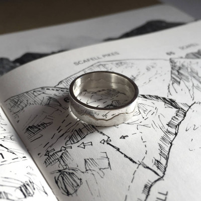 Personalised Mountain Landscape Skyline Ring - Name My Jewellery