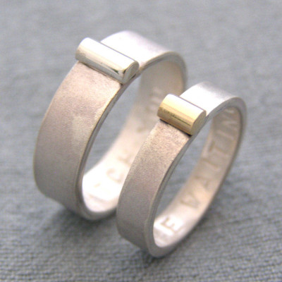 Personalised Silver And Gold His And Hers Rings - Name My Jewellery