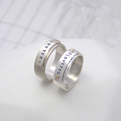 Personalised Silver And Gold Rivet Rings - Name My Jewellery