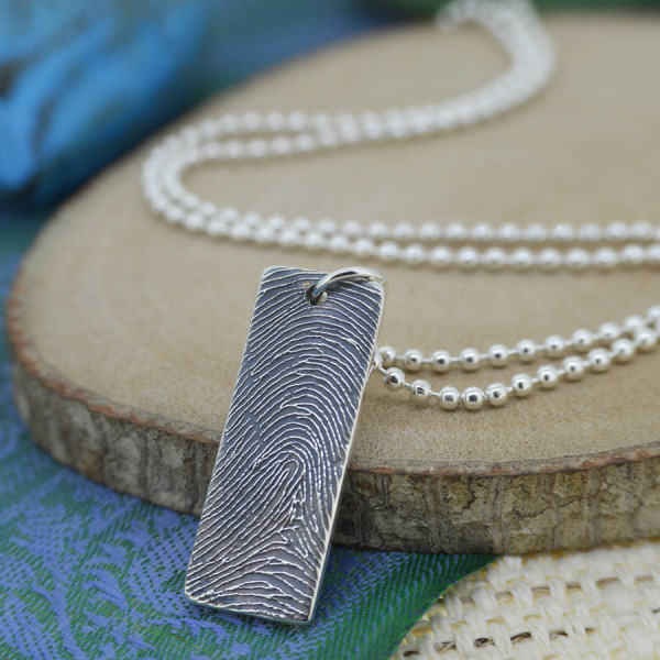 Personalised Silver Ink Fingerprint Necklace - Name My Jewellery