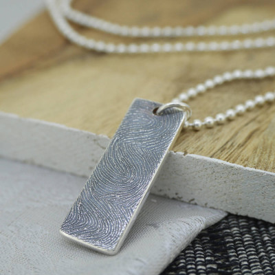 Personalised Silver Ink Fingerprint Necklace - Name My Jewellery