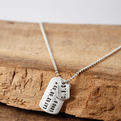 Personalised Silver Location Dog Tag Necklace - Name My Jewellery