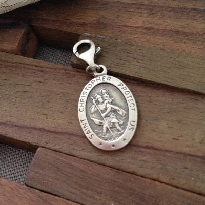 Personalised Silver St Christopher Charm - Name My Jewellery