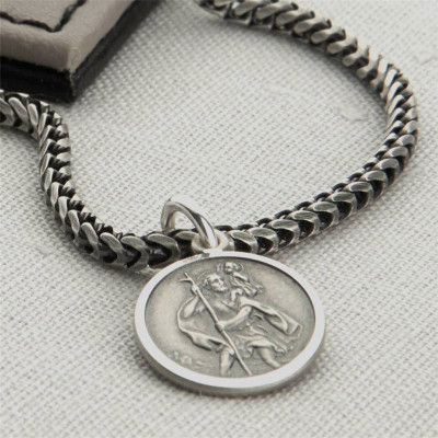 Personalised Silver St Christopher Charm - Name My Jewellery