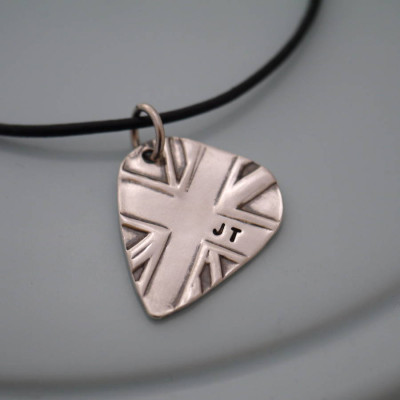 Personalised Silver Union Jack Plectrum - Name My Jewellery