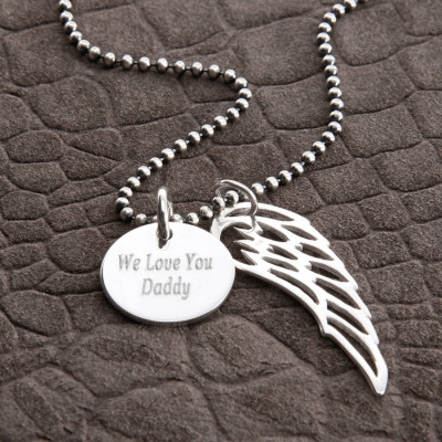 Personalised Sterling Silver Wing And Disc Pendant - Name My Jewellery