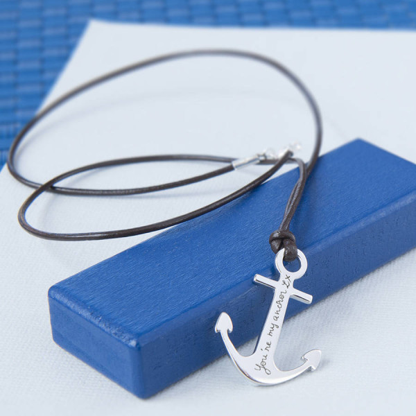 Mens Personalised Sterling Silver Anchor Necklace - Name My Jewellery