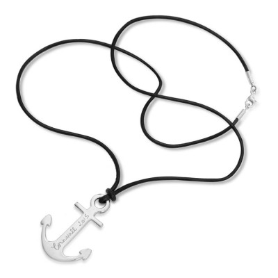 Mens Personalised Sterling Silver Anchor Necklace - Name My Jewellery