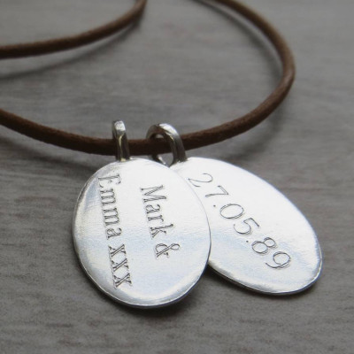 Silver Tag amp Leather Cord Necklace - Name My Jewellery