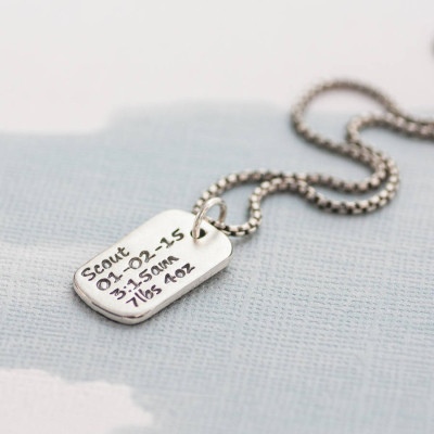 Personalised Dog Tag Necklace With Baby Birth Info - Name My Jewellery