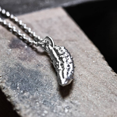 Silver Handcrafted Pickled Gherkin Necklace - Name My Jewellery