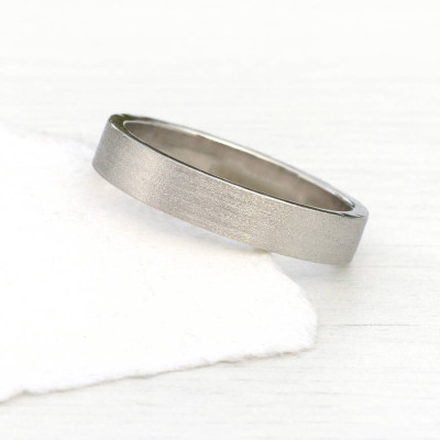 18ct White Gold Wedding Ring With Spun Silk Finish - Name My Jewellery