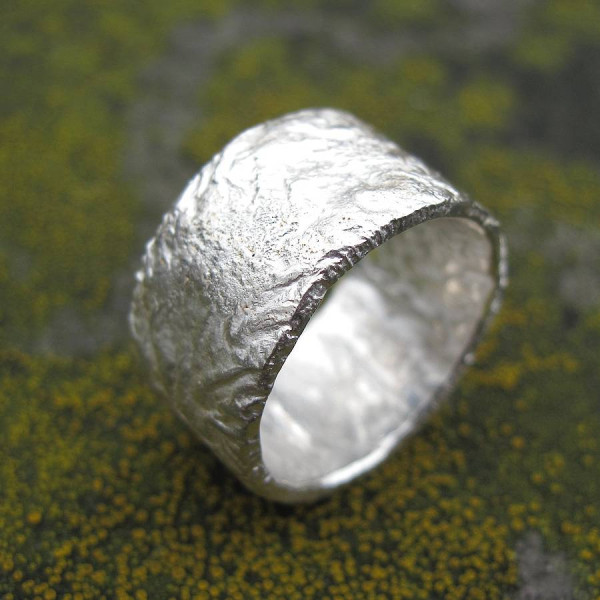 Sterling Silver Rocky Outcrop Broad Ring - Name My Jewellery