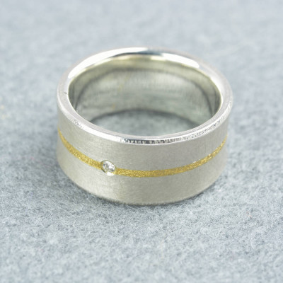 Silver And Fused Gold Diamond Ring - Name My Jewellery