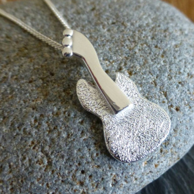Silver Guitar Pendant And Chain - Name My Jewellery