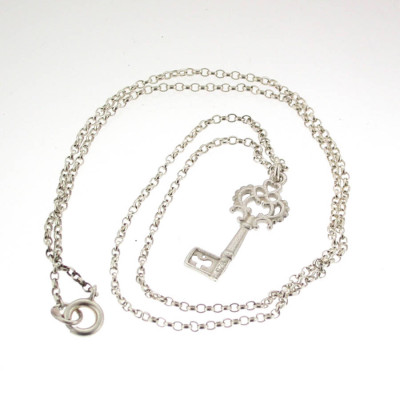 Silver Heritage Key Pendant With 18 Silver Chain - Name My Jewellery