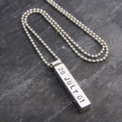 Silver Mens Chunky Personalised Pendant - Name My Jewellery