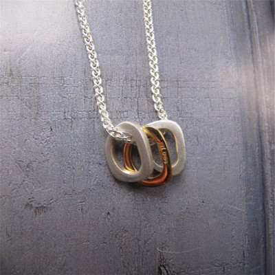 Silver Ovals Necklace With Gold - Name My Jewellery