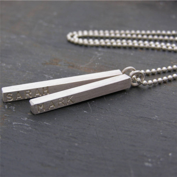 Silver Personalised Satin Mens Necklace - Name My Jewellery