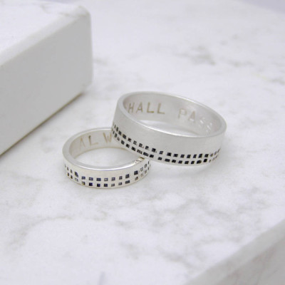 Silver Personalised Cubes His And Hers Rings - Name My Jewellery