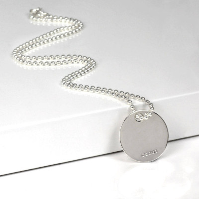 Personalised Silver Round Dog Tag Pendant - Name My Jewellery