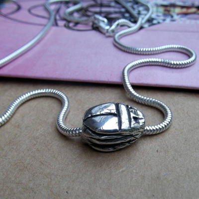 Silver Scarab Beetle Necklace - Name My Jewellery