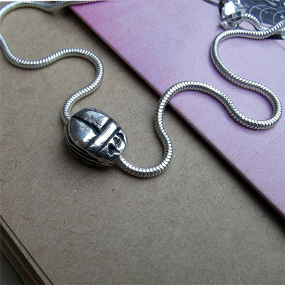 Silver Scarab Beetle Necklace - Name My Jewellery
